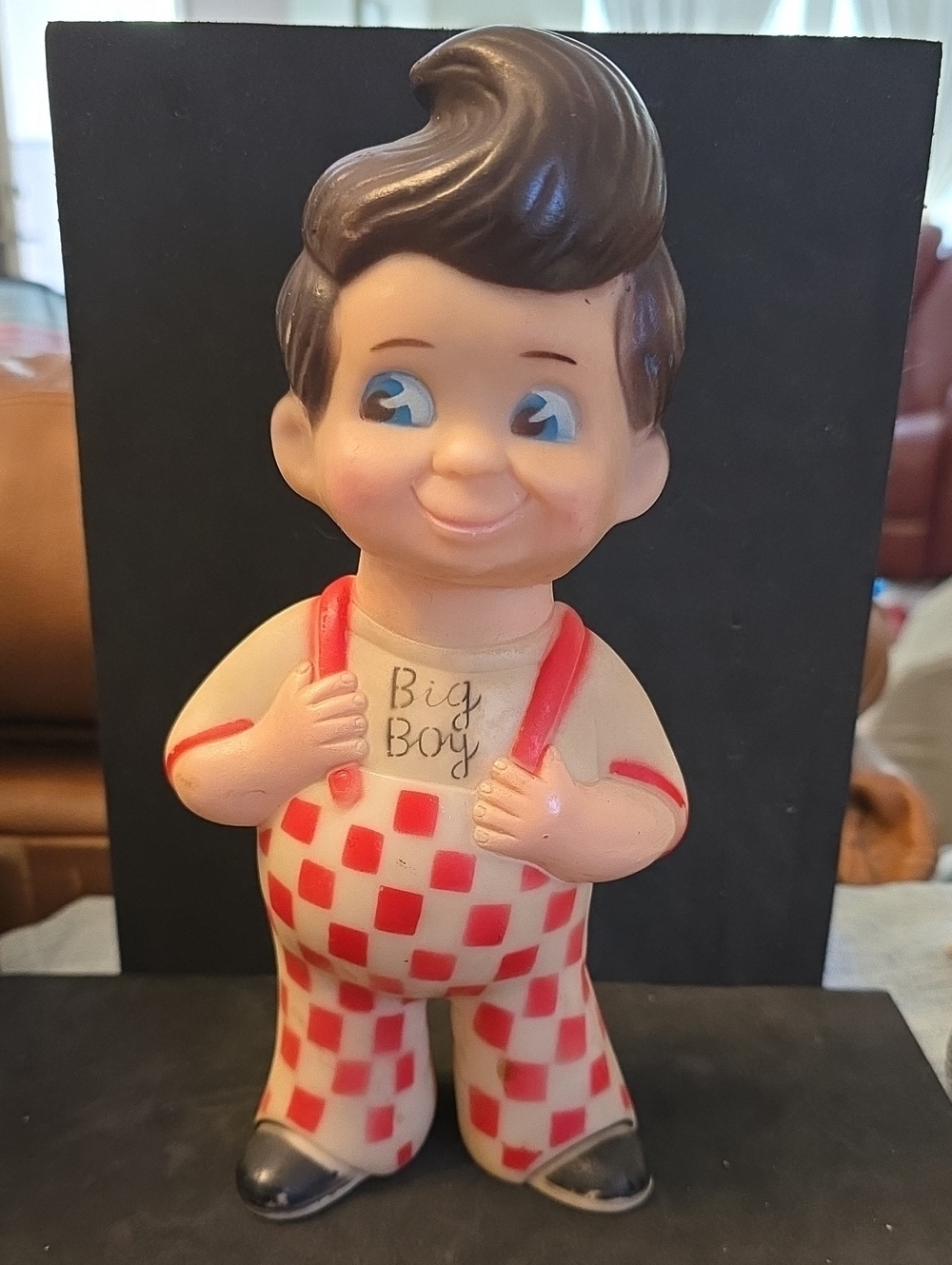 Vintage Big Boy Red & Cream Checkered Kids 1973 Bank 9"